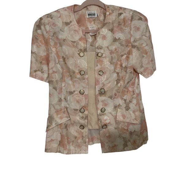 Vintage 1970 Leslie Faye Petite Collections Floral Jacket Size 16 - Picture 2 of 11